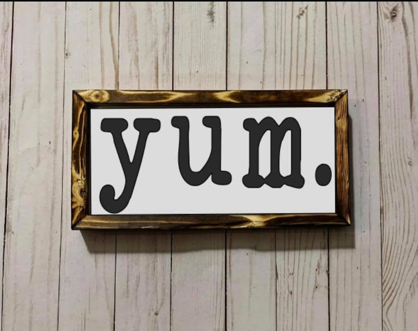 Yum Sign for Kitchen, Farmhouse Style Kitchen Wall Decor, Kitchen Wall Sign, Farmhouse Decor, Home Decor, Framed Wall Art, Cottage Kitchen