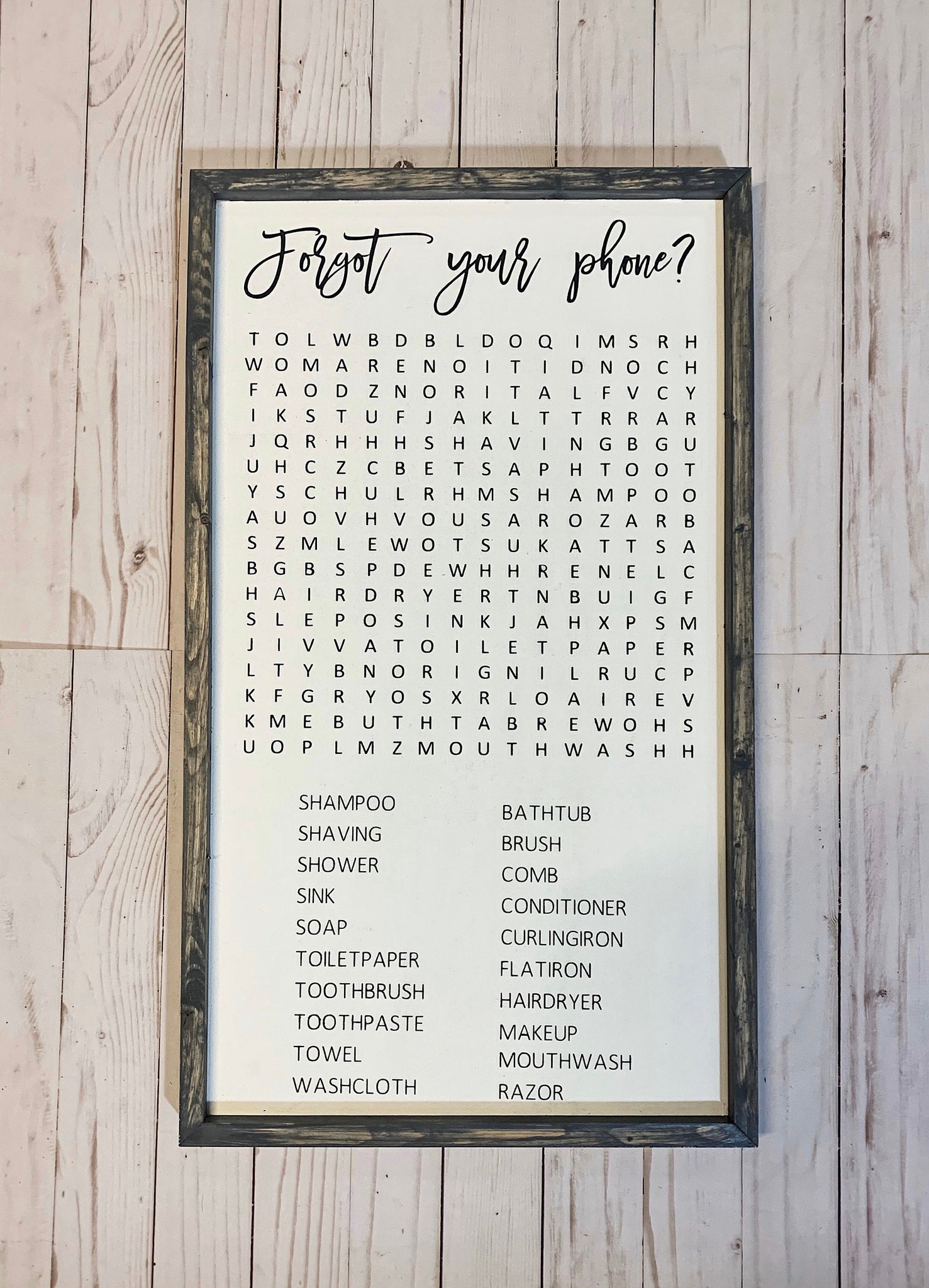 Bathroom Word Search Sign