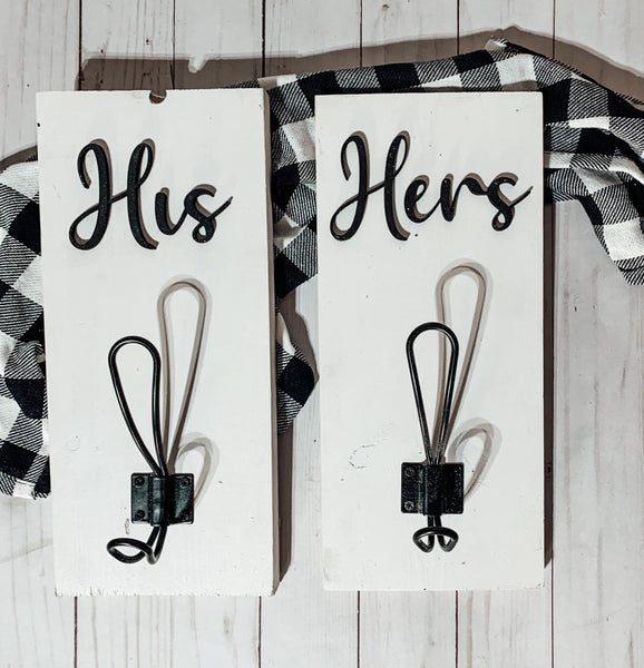 His and Hers Towel Hooks | Bathroom Decor | Farmhouse Bathroom | Towel Hangers | Custom Decor | white Farmhouse Decor | Rustic Bathroom